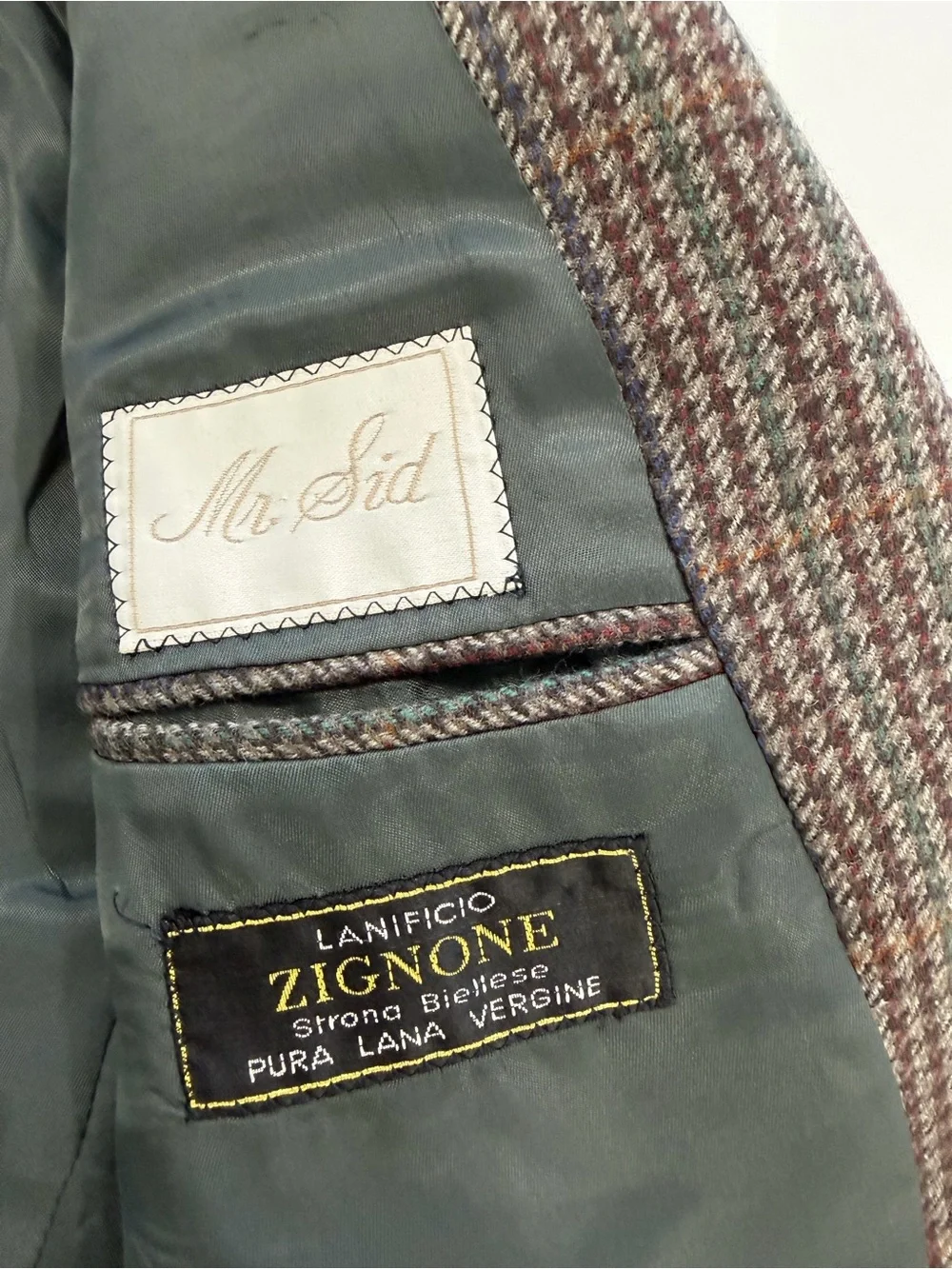 Vintage Marzotto Serie Oro Brown Houndstooth Italian Wool Zignone Blazer (48 R)